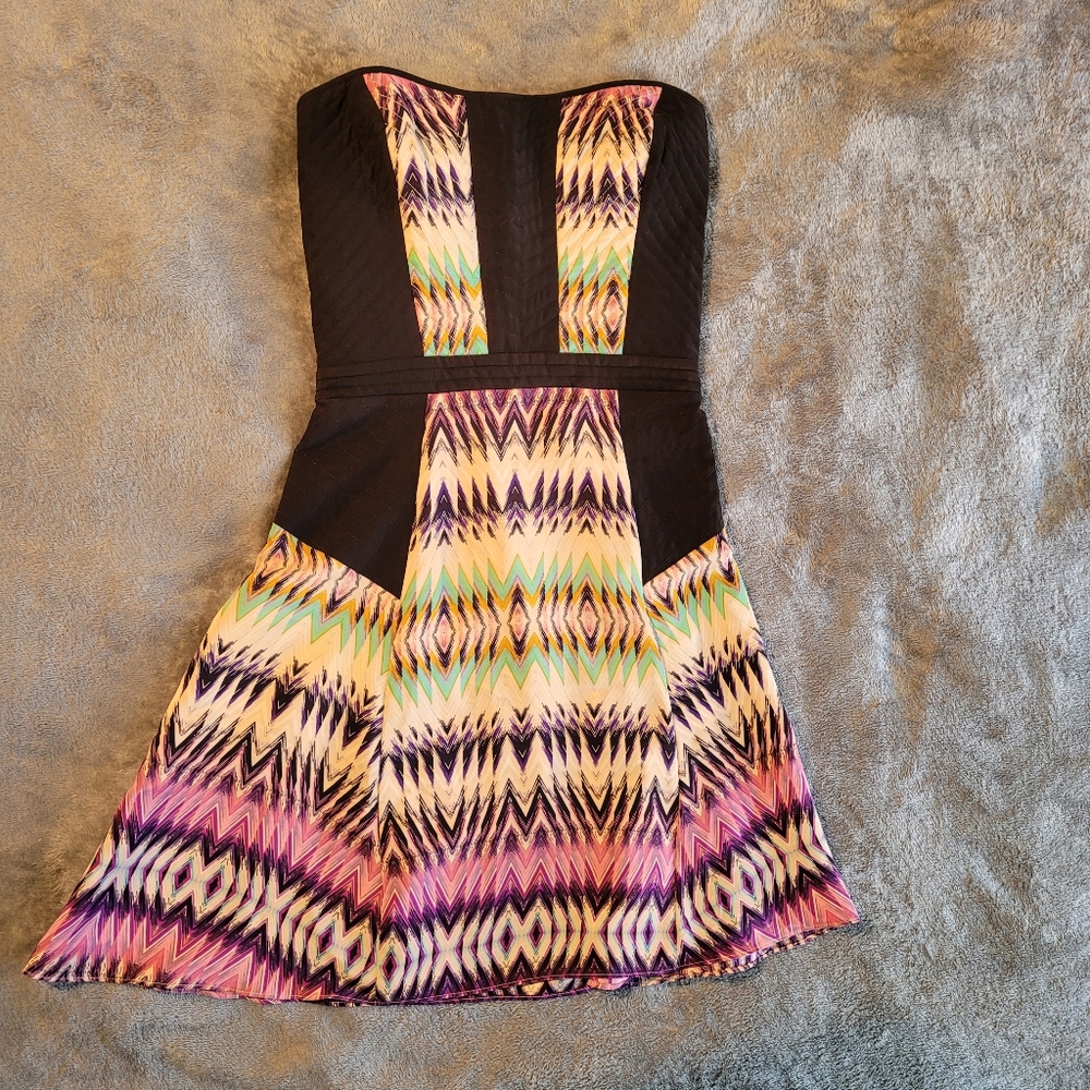 Strapless silk dress